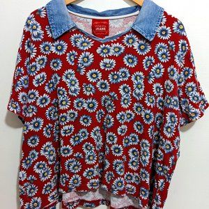 Cute Floral Venezia Jeans Red Daisy Top